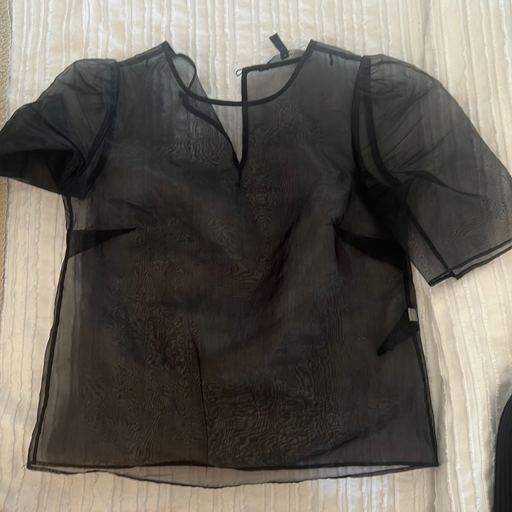 White House Black Market 00 sheer black top